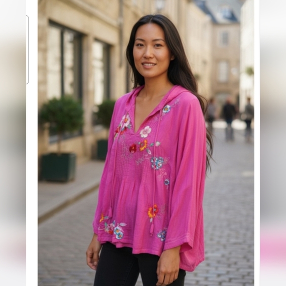 JOHNNY WAS Embroidered cupro rayon Boho Top.Project / Repurpose Piece. - Picture 2 of 16